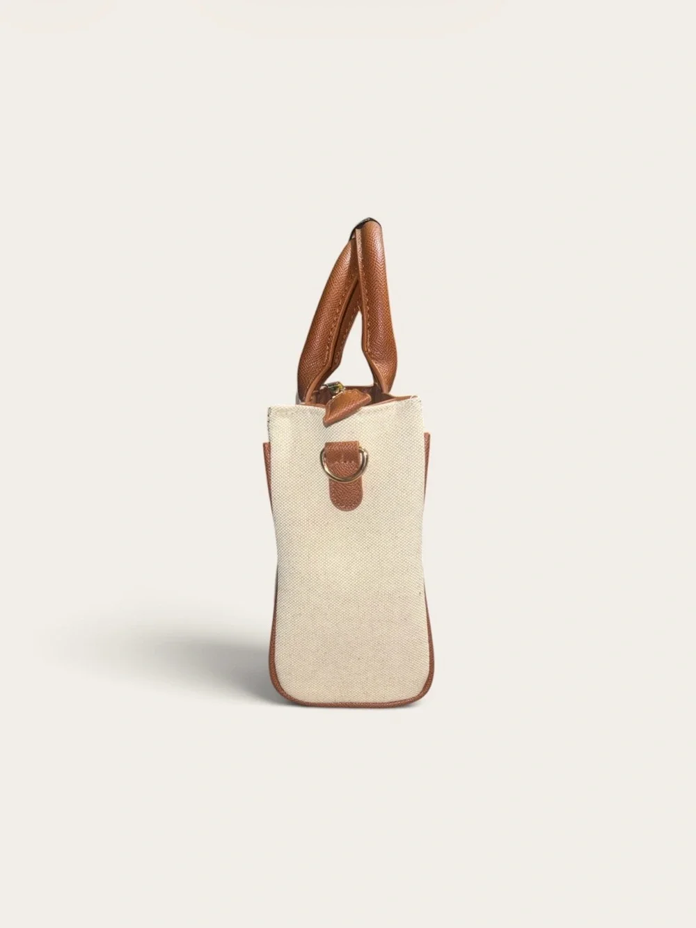 bebe Beige and Brown Logo Stripe Satchel